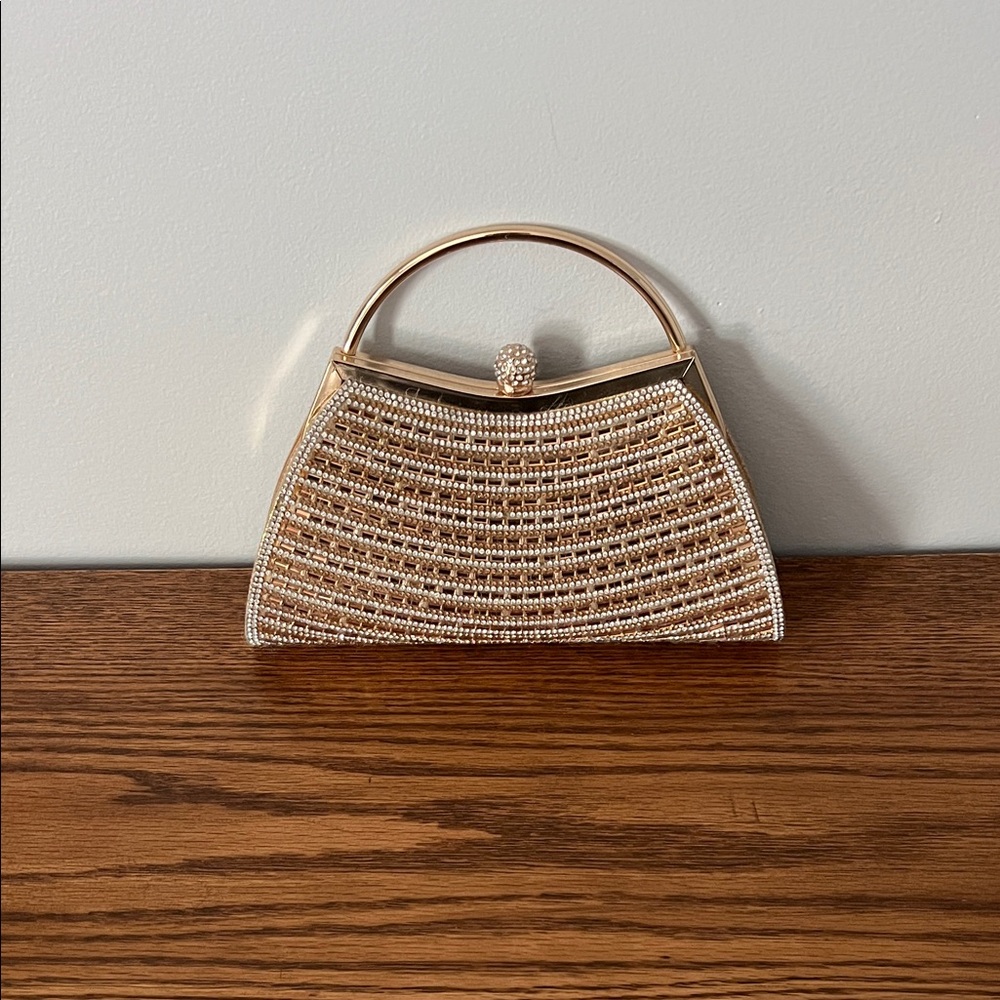 Elegant Gold Beaded Handbag